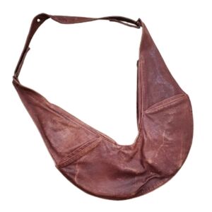 SASH Leather Crossbody Sling , Maroon, Womens OS